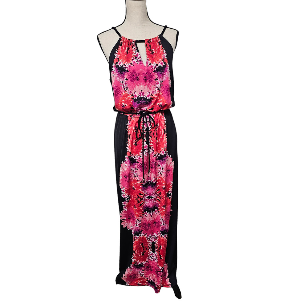 JFW Fairy Grunge Maxi Dress Womens Size M Whimsigoth Dark Floral Halter Top